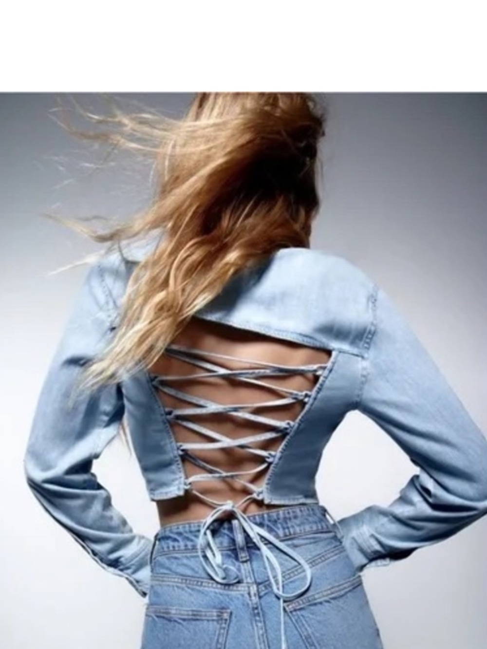 Zara Light Blue Cropped Denim Jacket